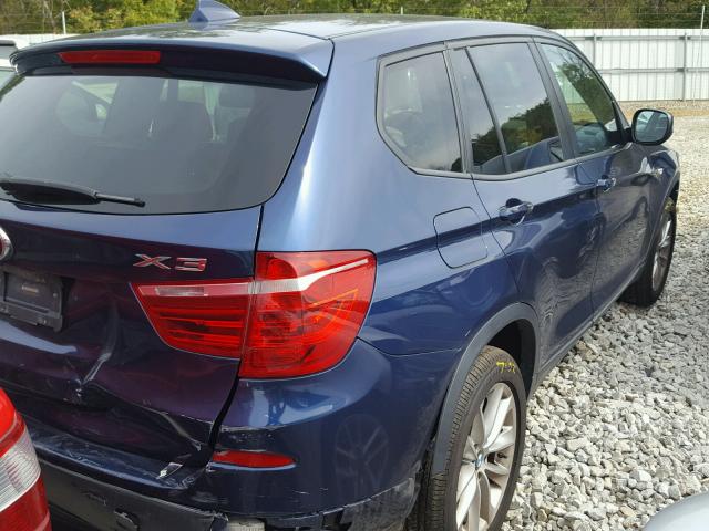 5UXWX9C57D0A18519 - 2013 BMW X3 XDRIVE2 BLUE photo 4