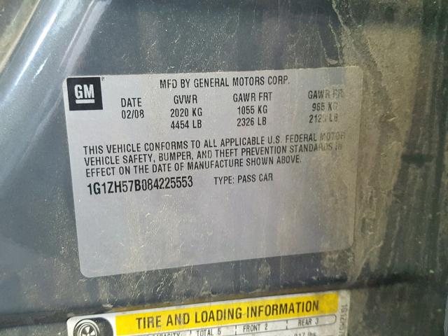 1G1ZH57B084225553 - 2008 CHEVROLET MALIBU 1LT 灰色 照片 10