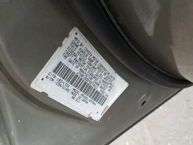 JT8BF28G8Y5074512 - 2000 LEXUS ES 300 GRAY photo 10