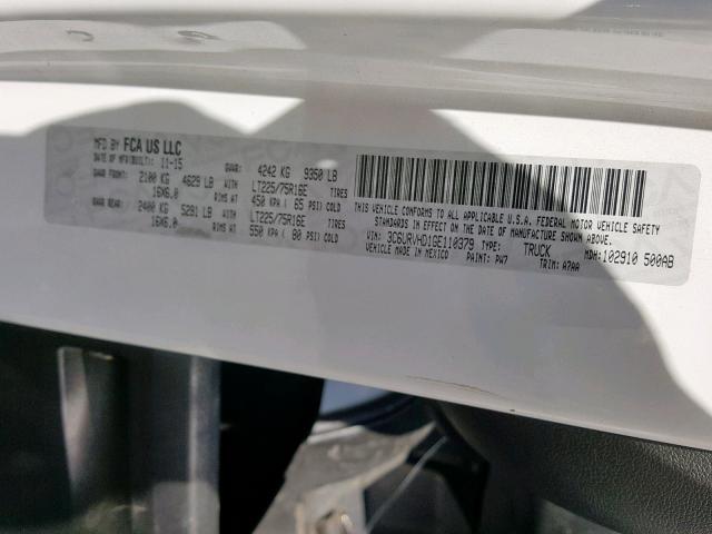 3C6URVHD1GE110379 - 2016 RAM PROMASTER 白色 照片 10
