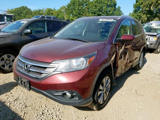 5J6RM4H70EL002593 - 2014 HONDA CR-V EXL RED photo 2