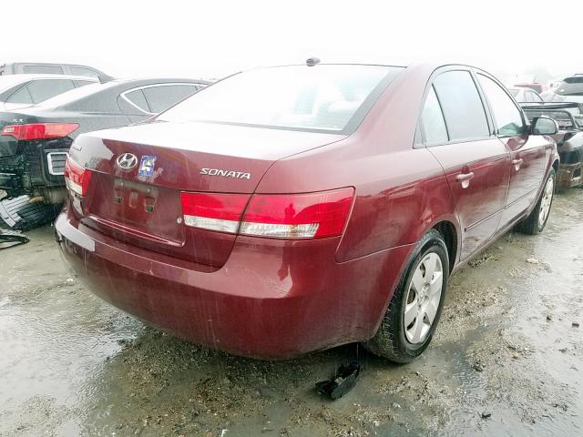 5NPET46C18H388988 - 2008 HYUNDAI SONATA GLS MAROON photo 4