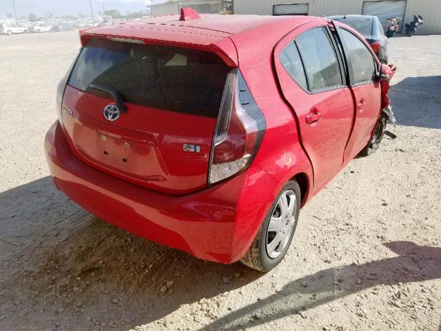 JTDKDTB35G1136411 - 2016 TOYOTA PRIUS C RED photo 4