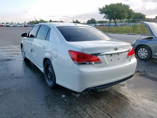 4T1BK3DB2BU372513 - 2011 TOYOTA AVALON BAS WHITE photo 3