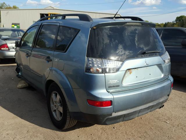 JA4MS31X87U010667 - 2007 MITSUBISHI OUTLANDER TEAL photo 3