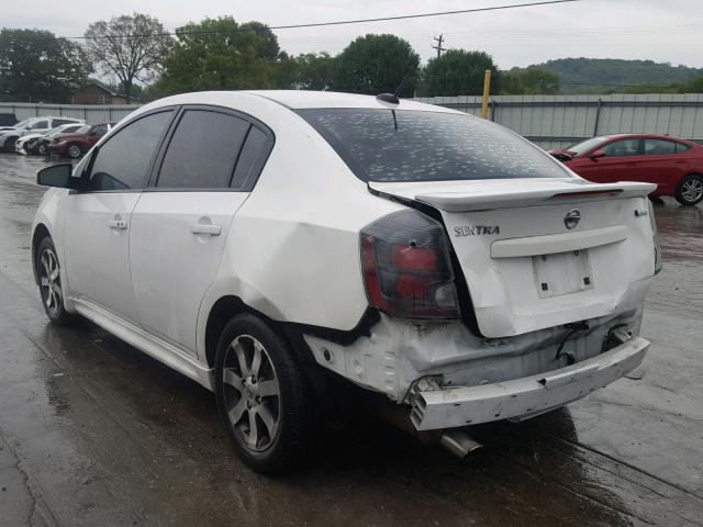 3N1AB6AP8CL695769 - 2012 NISSAN SENTRA 2.0 WHITE photo 3