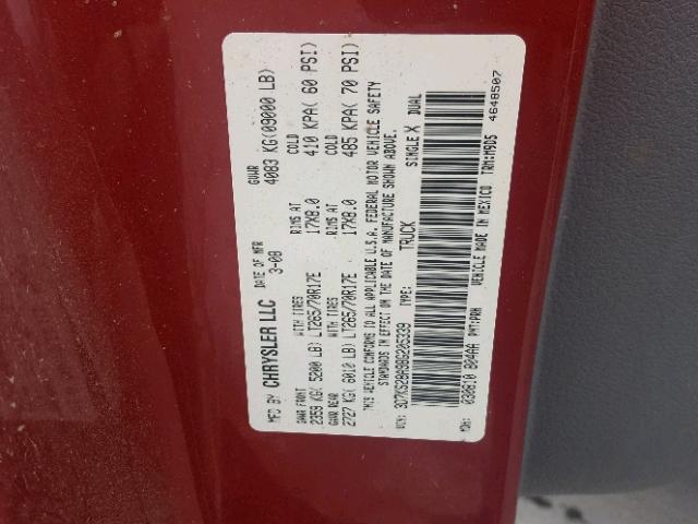 3D7KS28A98G205339 - 2008 DODGE RAM 2500 S RED photo 10