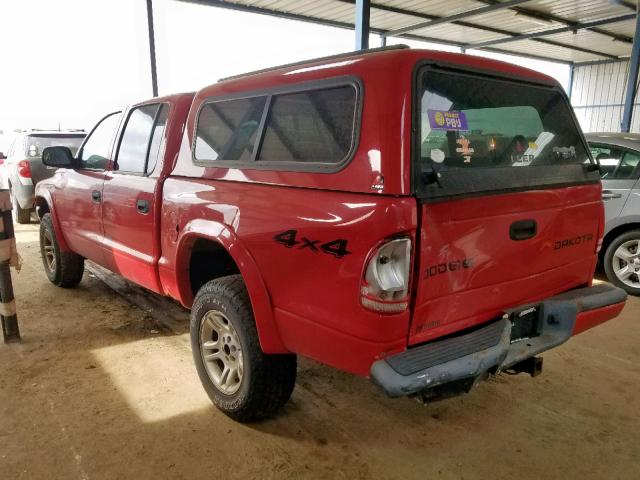 1D7HG38N53S258478 - 2003 DODGE DAKOTA QUA RED photo 3