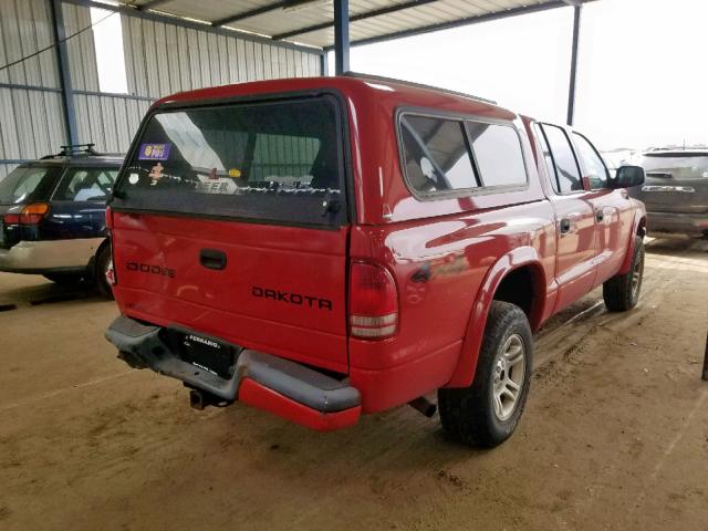 1D7HG38N53S258478 - 2003 DODGE DAKOTA QUA RED photo 4