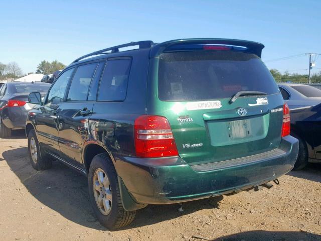 JTEHF21A220051096 - 2002 TOYOTA HIGHLANDER GREEN photo 3