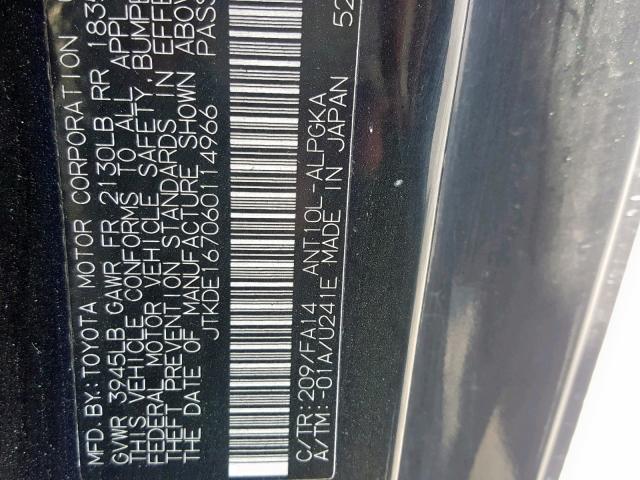 JTKDE167060114966 - 2006 TOYOTA SCION TC შავი ფოტო 10