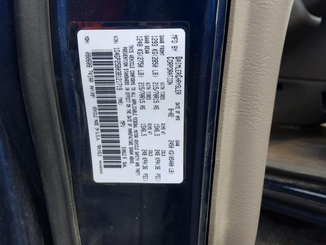 1D4GP25B03B121719 - 2003 DODGE CARAVAN SE BLUE photo 10