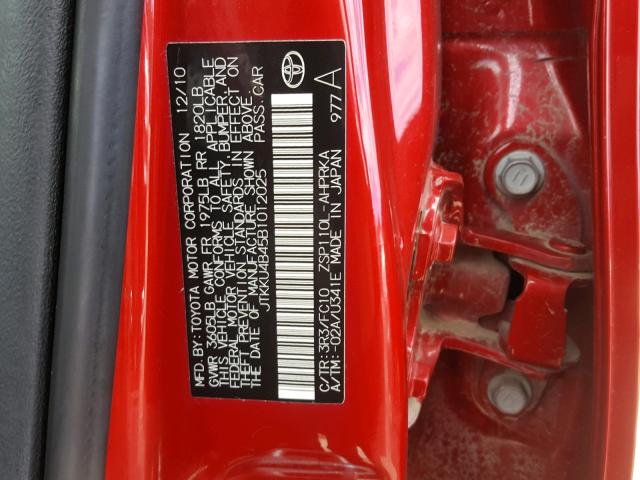 JTKKU4B45B1012025 - 2011 TOYOTA SCION XD RED photo 10