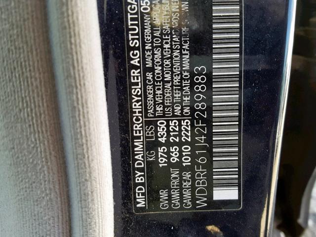 WDBRF61J42F289883 - 2002 MERCEDES-BENZ C 240 BLUE photo 10