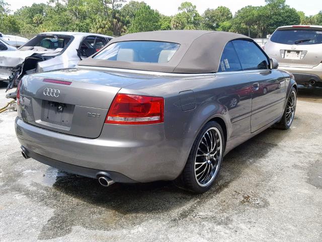 WAUAF48HX8K003358 - 2008 AUDI A4 2.0T CA GRAY photo 4