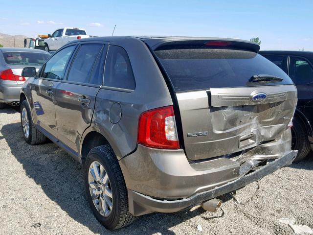 2FMDK3JC1DBA07691 - 2013 FORD EDGE SEL GRAY photo 3