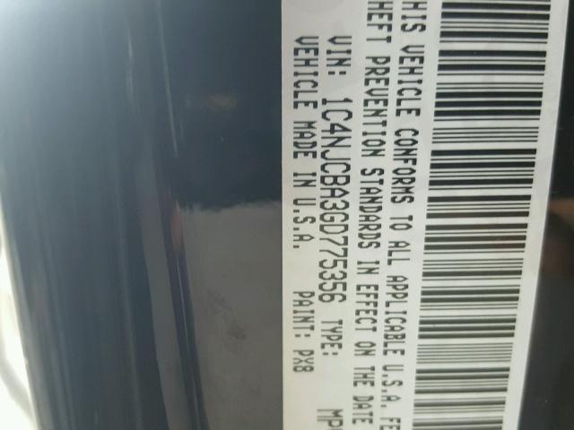 1C4NJCBA3GD775356 - 2016 JEEP COMPASS SP 黑色 照片 10