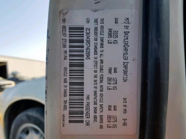 2C3KA43R57H639945 - 2007 CHRYSLER 300 WHITE photo 10