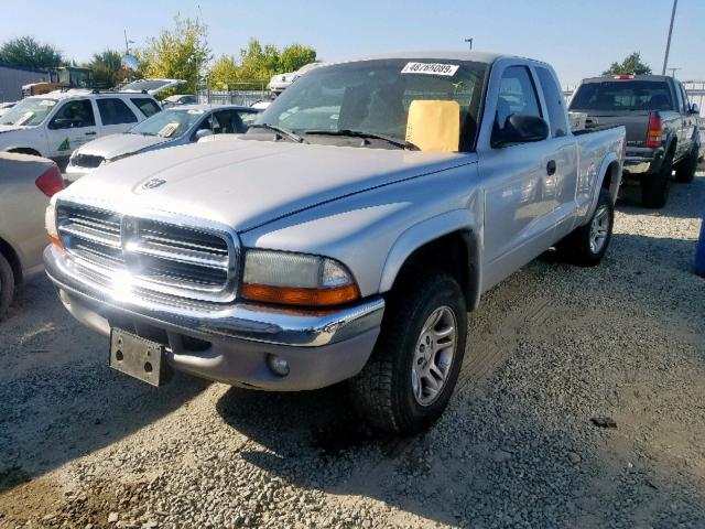 1D7HG42N54S750086 - 2004 DODGE DAKOTA SLT SILVER photo 2