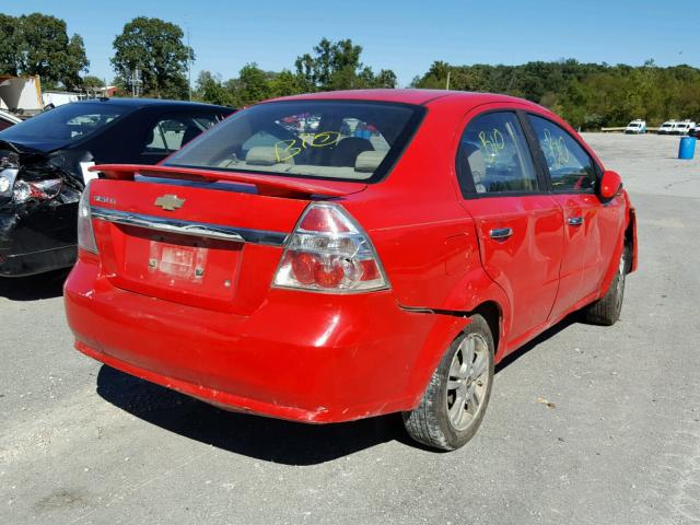 KL1TG56E79B302869 - 2009 CHEVROLET AVEO LT RED photo 4