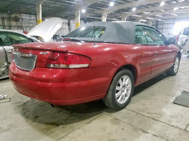 1C3EL75R86N283163 - 2006 CHRYSLER SEBRING GT RED photo 4