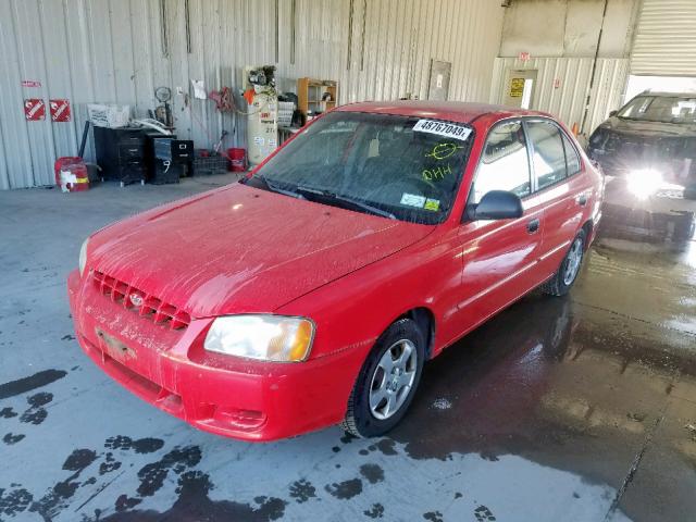 KMHCG45C32U369235 - 2002 HYUNDAI ACCENT GL RED photo 2