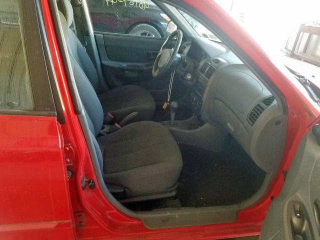 KMHCG45C32U369235 - 2002 HYUNDAI ACCENT GL RED photo 5