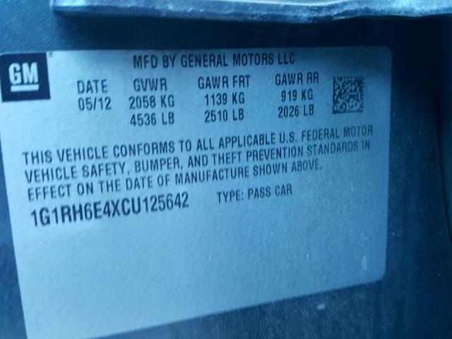 1G1RH6E4XCU125642 - 2012 CHEVROLET VOLT GRAY photo 10