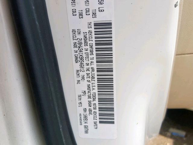 2V8HW341X9R546012 - 2009 VOLKSWAGEN ROUTAN SE WHITE photo 10