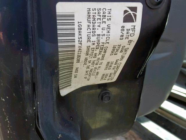 1G8AK52FX4Z115388 - 2004 SATURN ION LEVEL BLACK photo 10