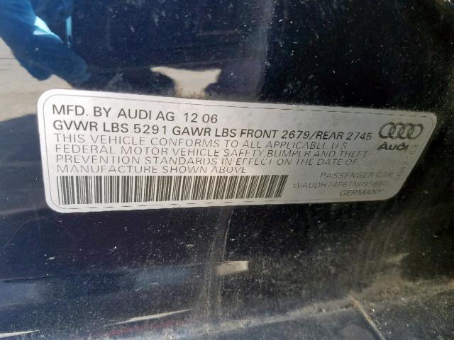 WAUDH74F67N095840 - 2007 AUDI A6 3.2 QUA BLUE photo 10