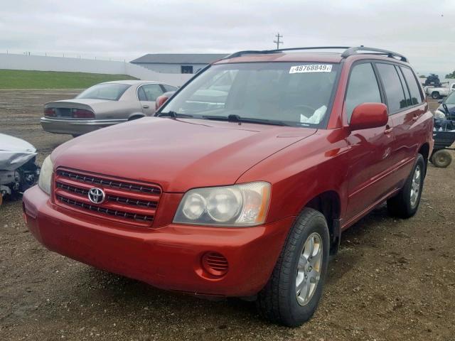 JTEHF21A320075195 - 2002 TOYOTA HIGHLANDER RED photo 2