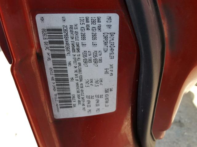 2C8GM684X4R360741 - 2004 CHRYSLER PACIFICA RED photo 10