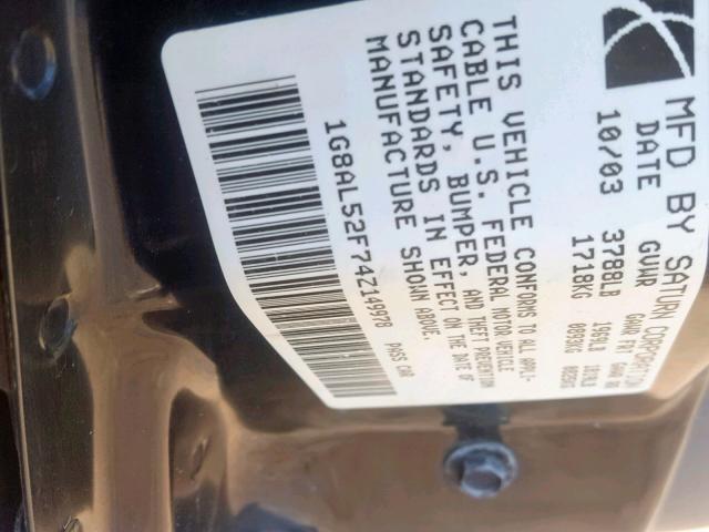 1G8AL52F74Z149978 - 2004 SATURN ION LEVEL SILVER photo 10