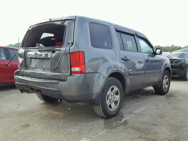 5FNYF3H29BB054796 - 2011 HONDA PILOT LX GRAY photo 4