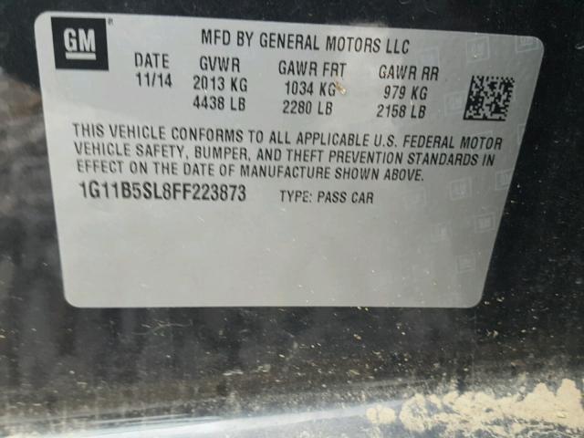 1G11B5SL8FF223873 - 2015 CHEVROLET MALIBU LS 黑色 照片 10