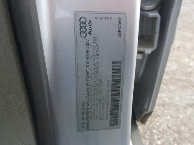 WAULT68E73A165319 - 2003 AUDI A4 3.0 QUA SILVER photo 10