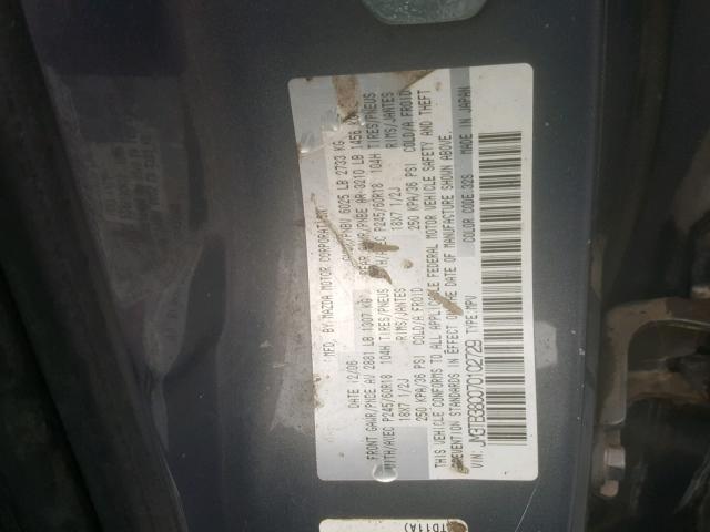 JM3TB38C070102729 - 2007 MAZDA CX-9 GRAY photo 10