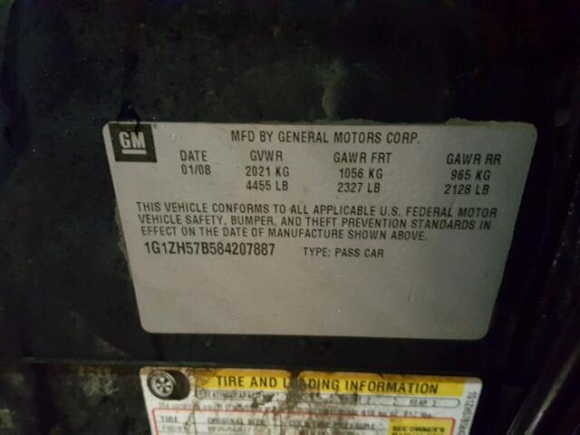 1G1ZH57B584207887 - 2008 CHEVROLET MALIBU 1LT BLUE photo 10