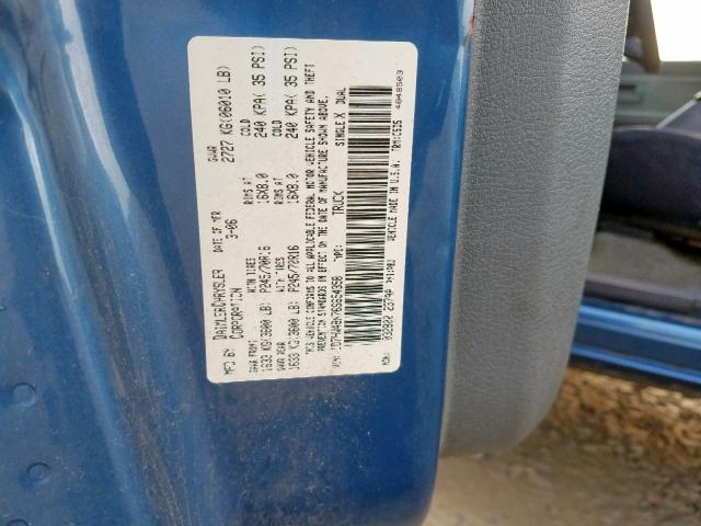 1D7HW48N76S654358 - 2006 DODGE DAKOTA QUA BLUE photo 10