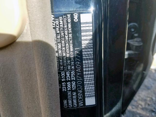 WDBNG70J7YA097771 - 2000 MERCEDES-BENZ S430 BLACK photo 10