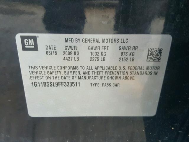 1G11B5SL9FF333511 - 2015 CHEVROLET MALIBU LS BLACK photo 10