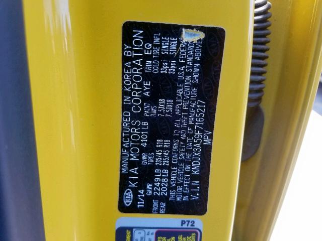 KNDJX3A59F7165217 - 2015 KIA SOUL ! Sarı foto 10