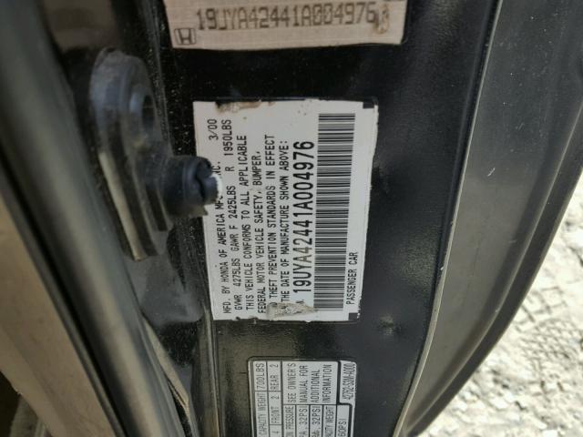 19UYA42441A004976 - 2001 ACURA 3.2CL BLACK photo 10