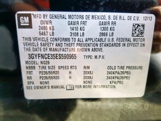 3GYFNCE35ES590965 - 2014 CADILLAC SRX PERFOR BLACK photo 10