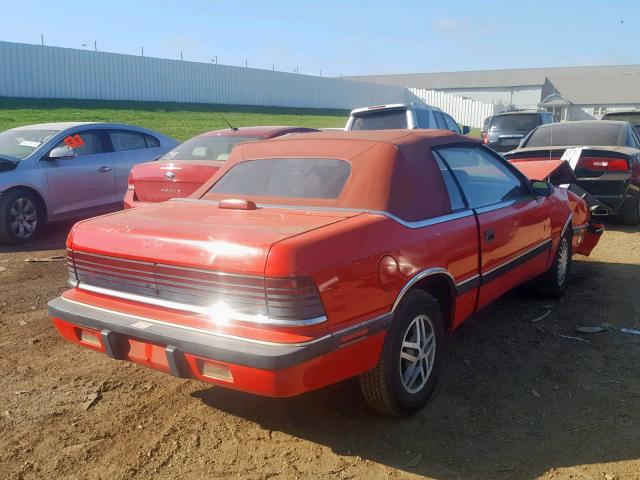 1C3BJ55E3JG385705 - 1988 CHRYSLER LEBARON PR RED photo 4