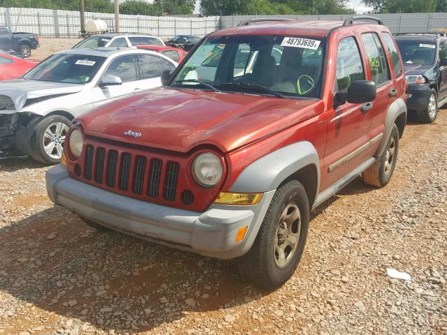 1J4GK48KX5W710446 - 2005 JEEP LIBERTY SP RED photo 2