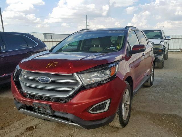 2FMTK3J87FBC06948 - 2015 FORD EDGE SEL RED photo 2