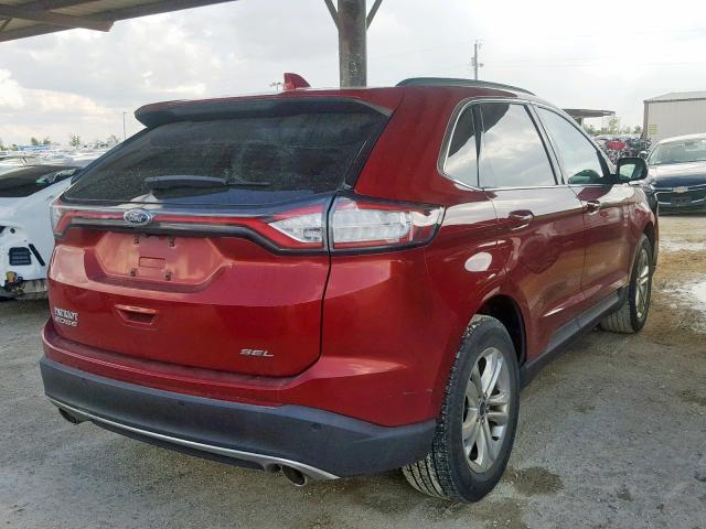 2FMTK3J87FBC06948 - 2015 FORD EDGE SEL RED photo 4