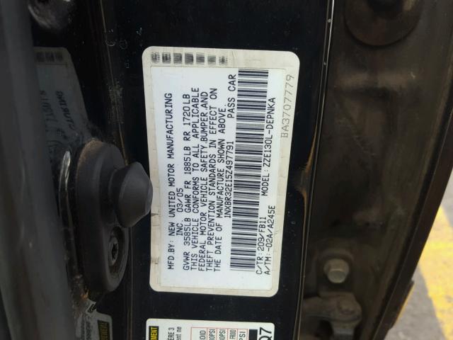 1NXBR32E15Z497791 - 2005 TOYOTA COROLLA CE BLACK photo 10